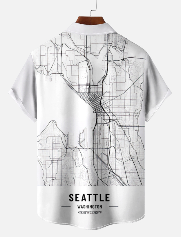 Men's Map Graphic Short Sleeve Shirt