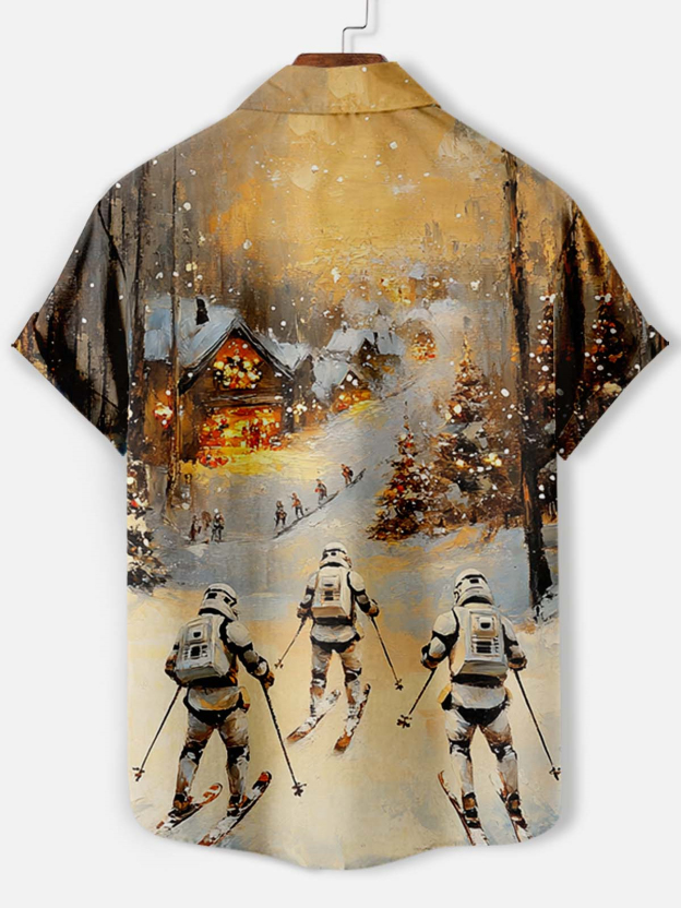 Men's Classic Movie Christmas Graphic Short Sleeve Shirt