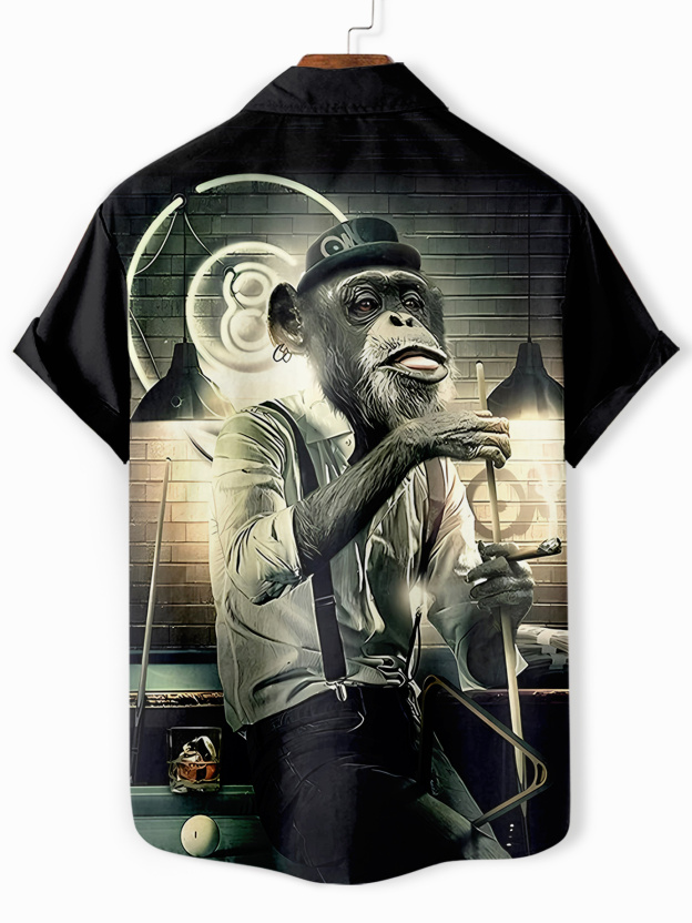 Men's Retro Fun Animal Orangutan Graphic Short Sleeve Shirt