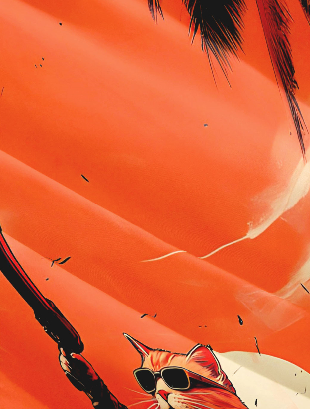 Men's Retro Cartoon Anime Cat Theme Short Sleeve Shirt