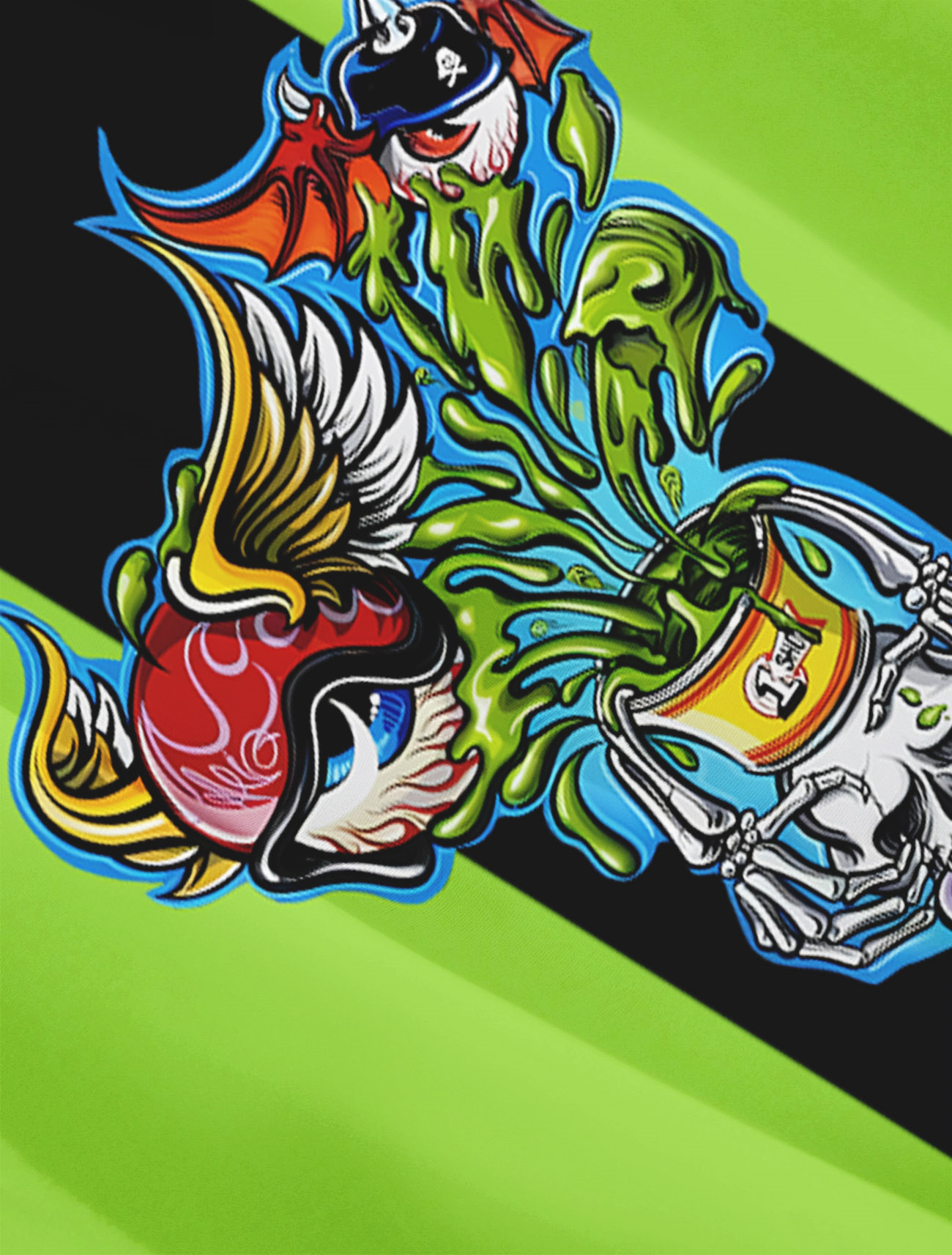 Men's cartoon racing stripe element short-sleeved shirt