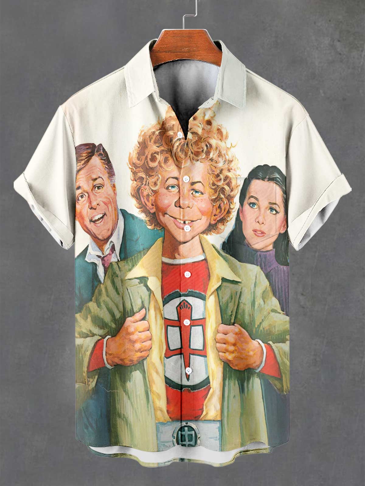 Men's Retro Anime Illustration Short Sleeve Shirt