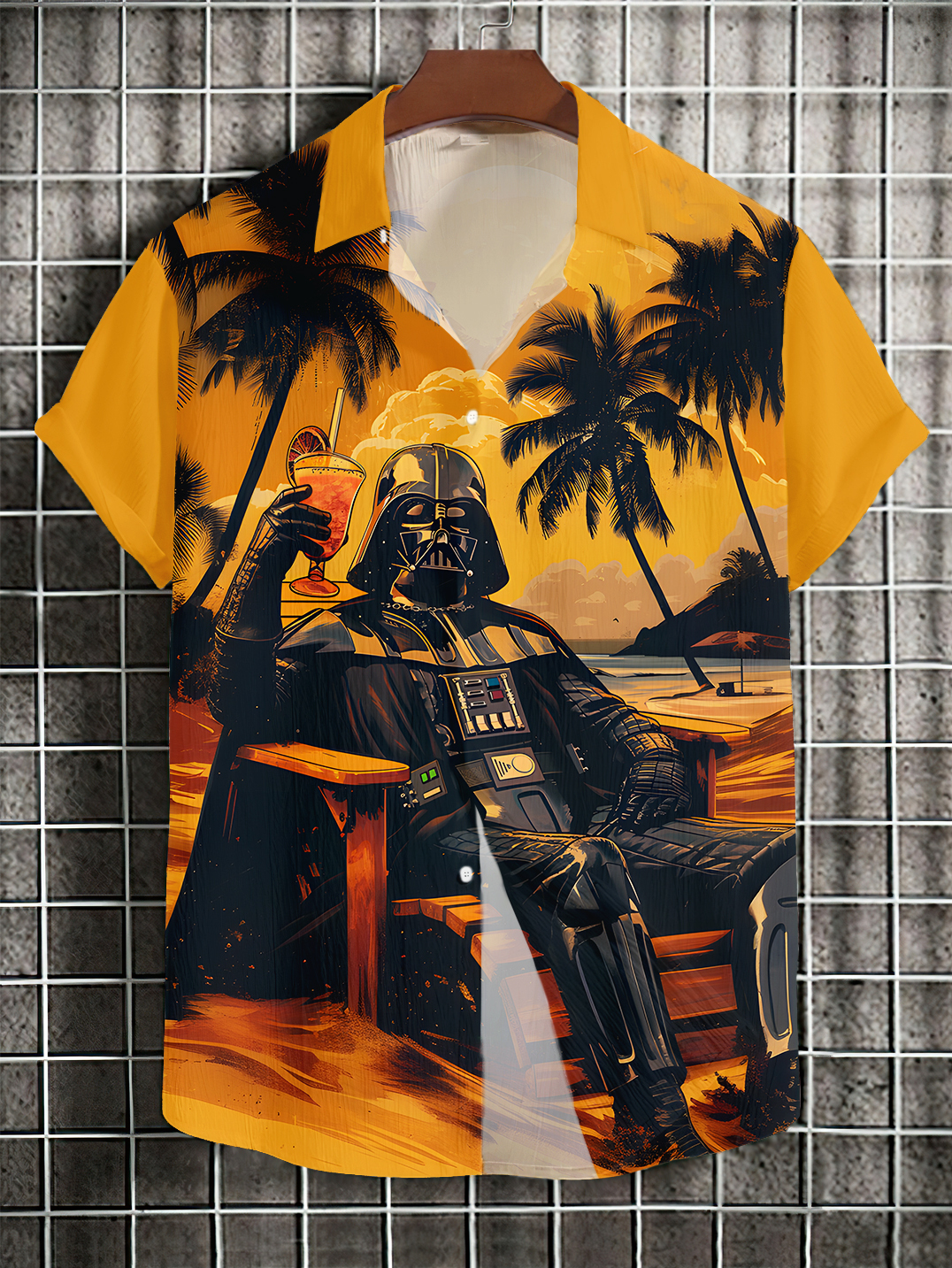 Men's Lapel collar Printed Graphic Short Sleeve Shirt High Stretch Bam