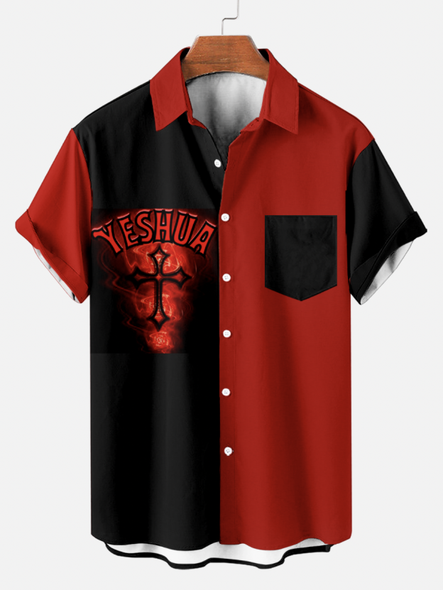 Reggae music skull pattern vacation casual short sleeved shirt