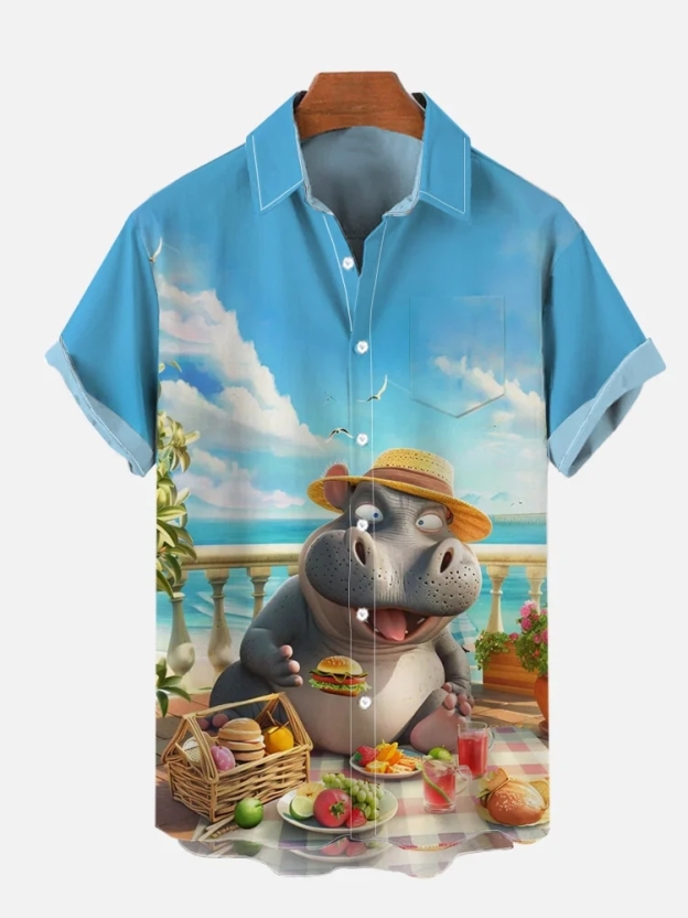 Funny Animal Print Short Sleeve Shirt