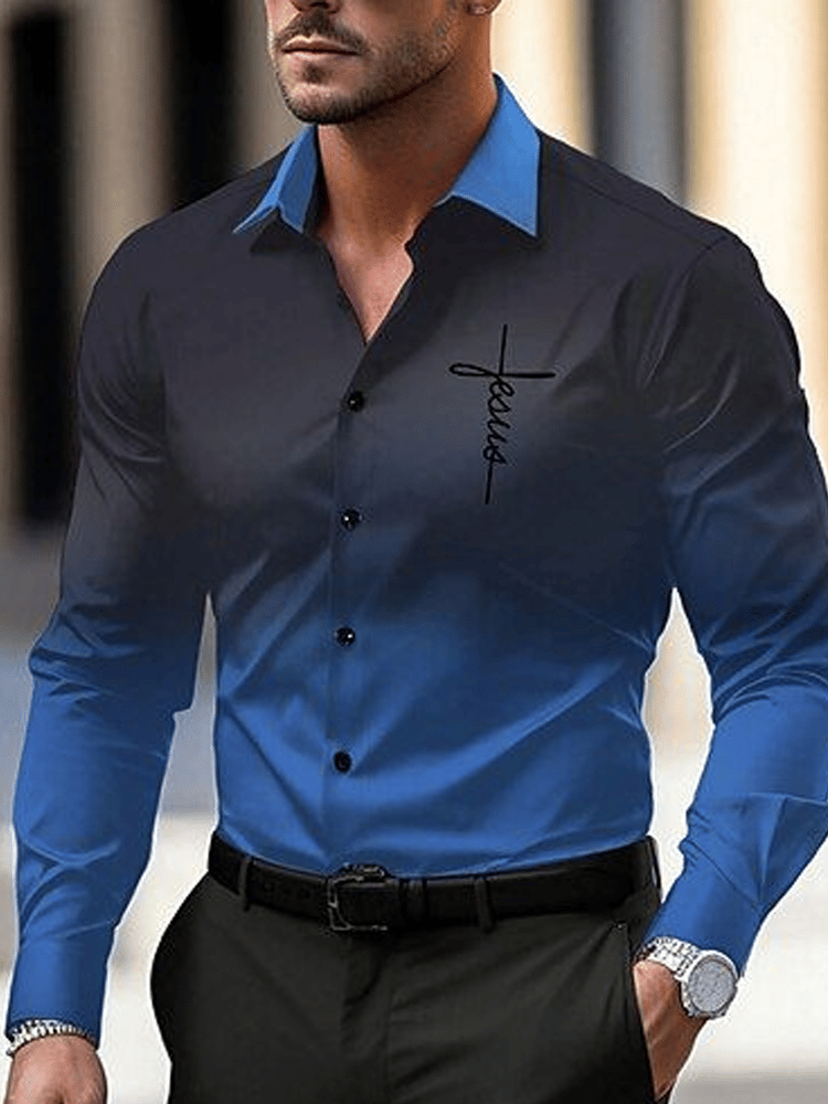 Men's Plaid Business Long Sleeve Shirt