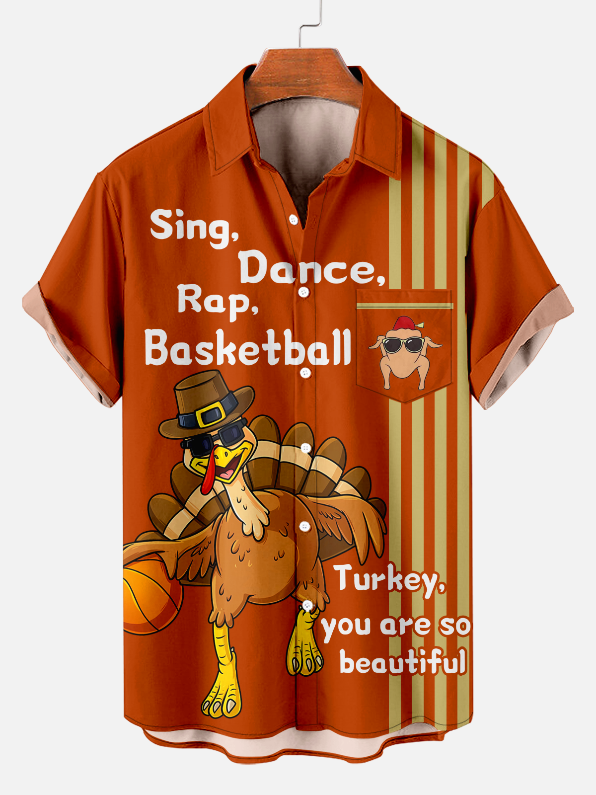 Men's Comfort Thanksgiving Stripe Print Shirt