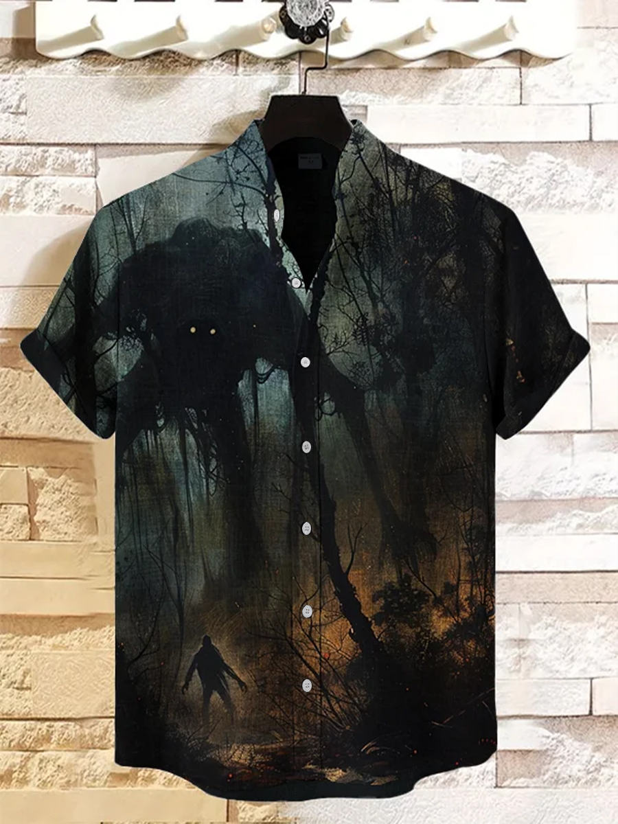 Men's Retro Halloween Short Sleeve Shirt