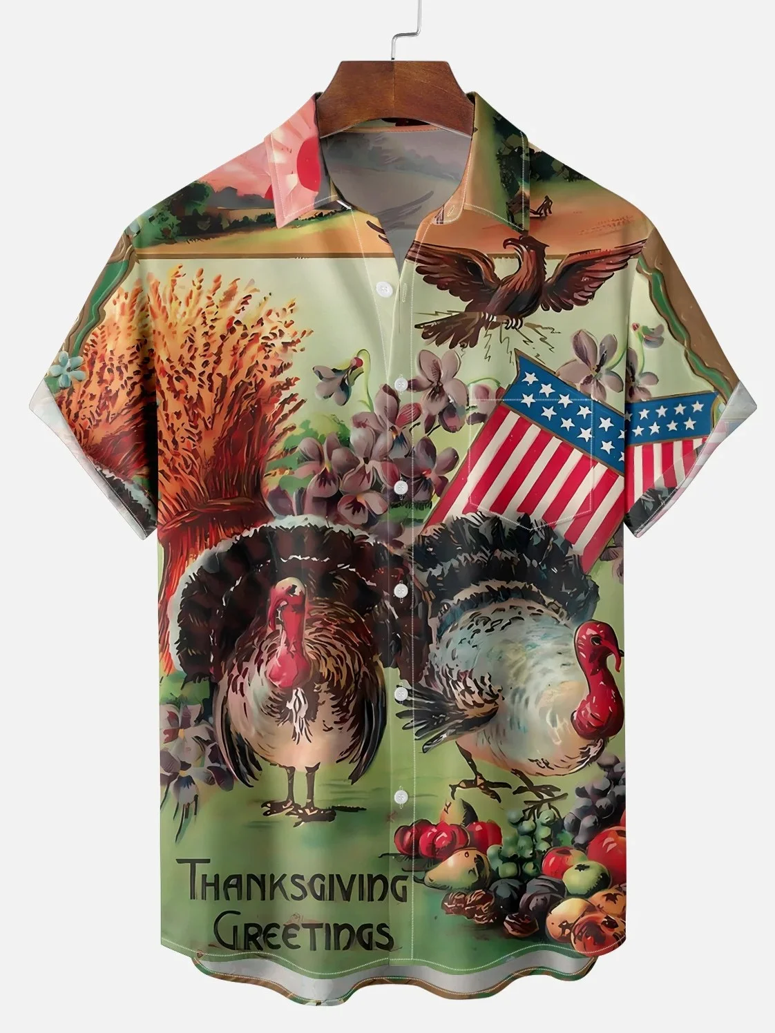 Men's Thanksgiving Turkey Flag Shirt