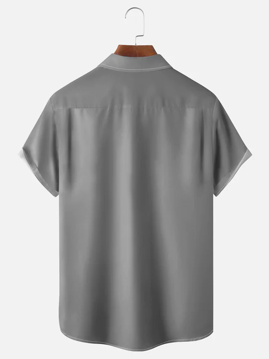 Men's Casual Contrast Lapel Short Sleeve Shirt