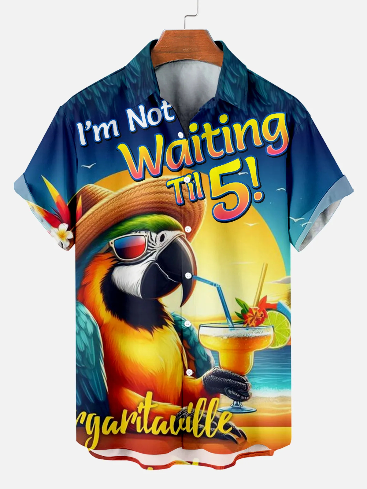 Men's Comfortable Evening Hawaiian Tequila Print Shirt