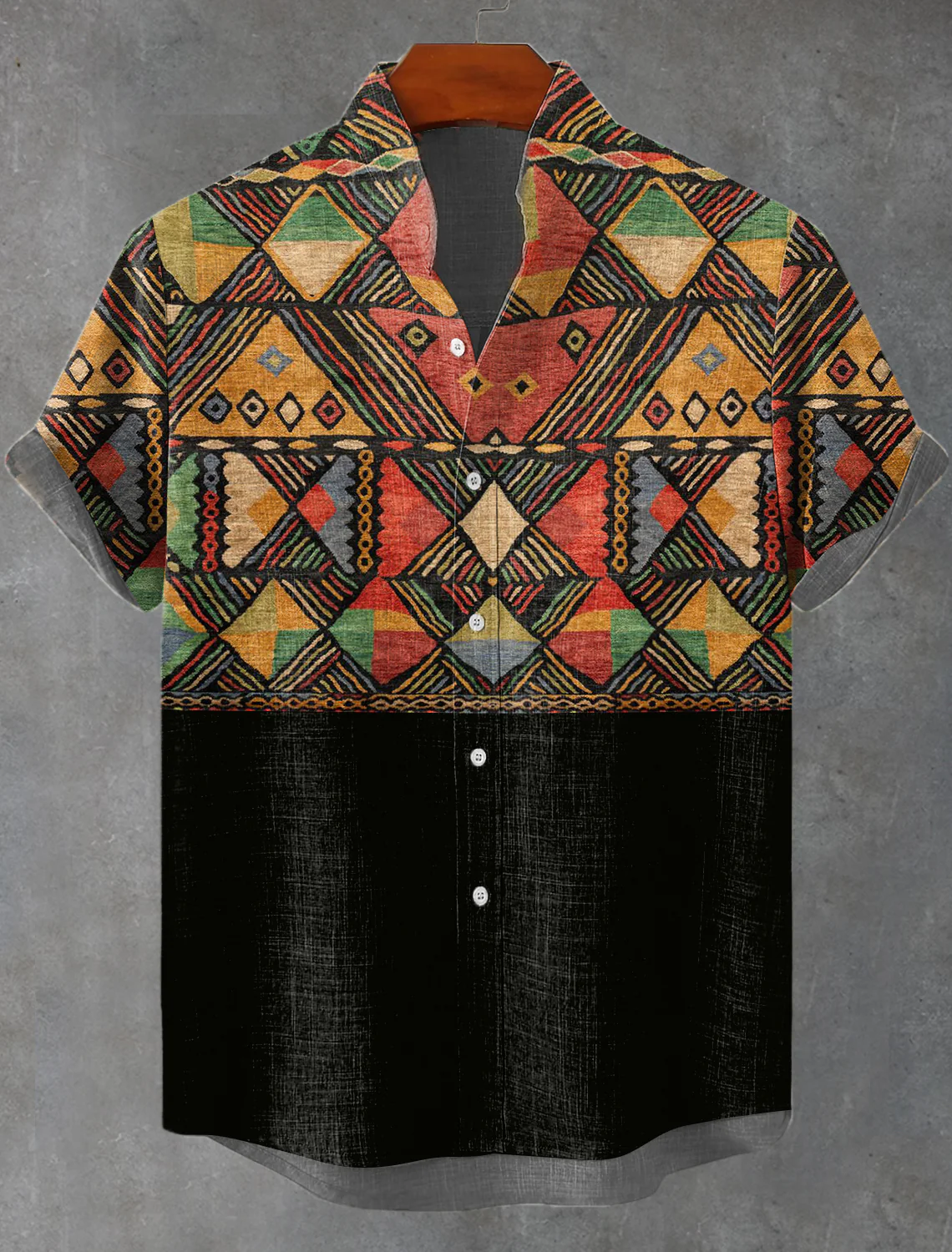 Retro Ethnic Tribal Pattern Short Sleeve Shirt