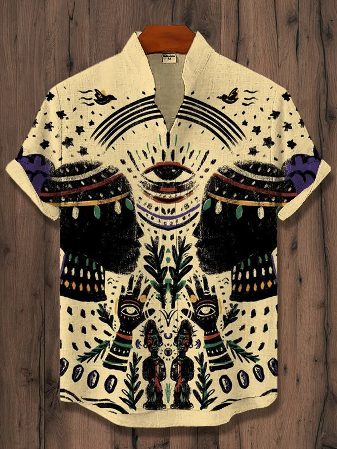 Retro Ethnic Tribal Pattern Short Sleeve Shirt