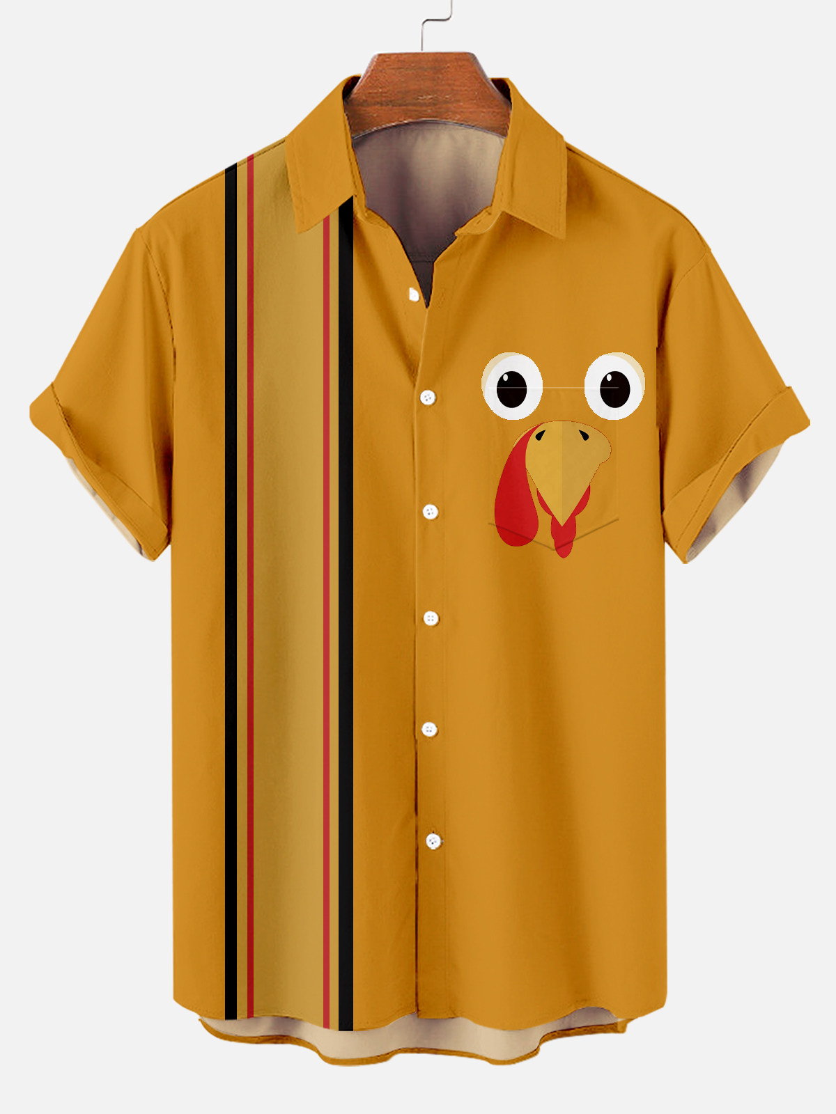Turkey Chest Pocket Short Sleeve Bowling Shirt