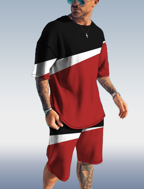 Suitmens Men's Color Block Shorts Suit