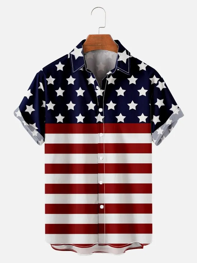 Men's Plus Size Casual American Flag Day