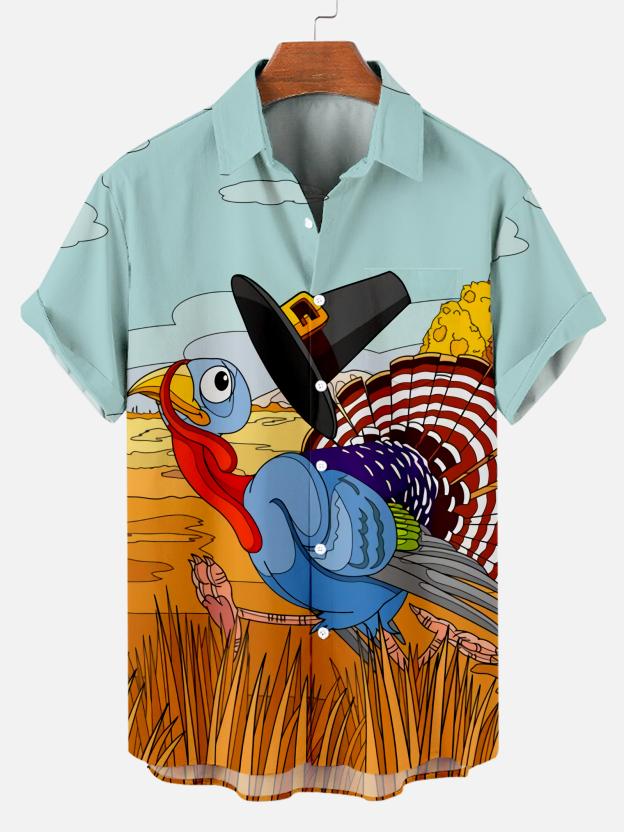 Men's Thanksgiving Day Print Short Sleeve Shirt