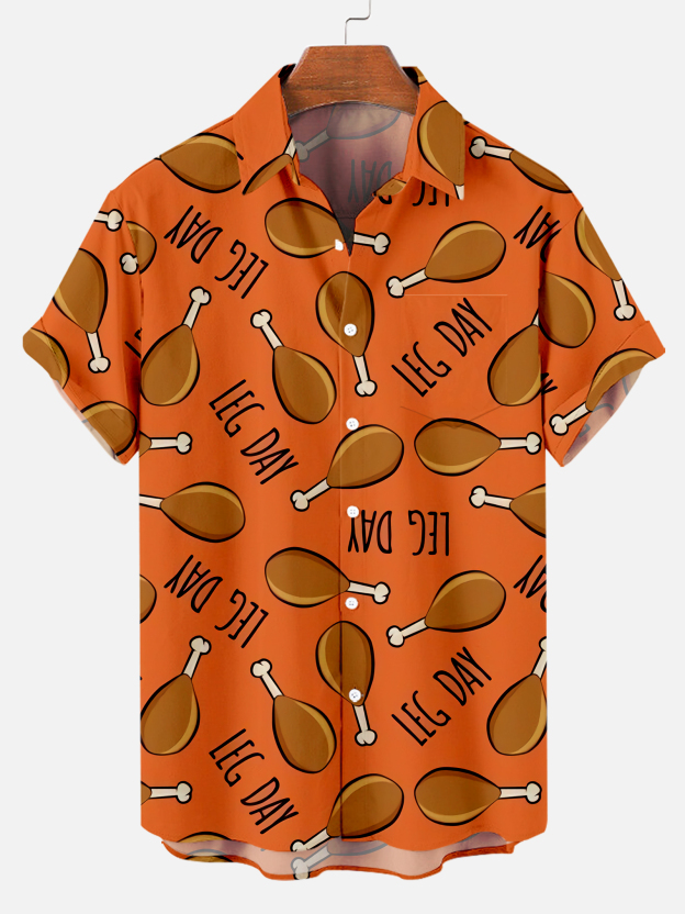 Men's Thanksgiving Day Print Short Sleeve Shirt
