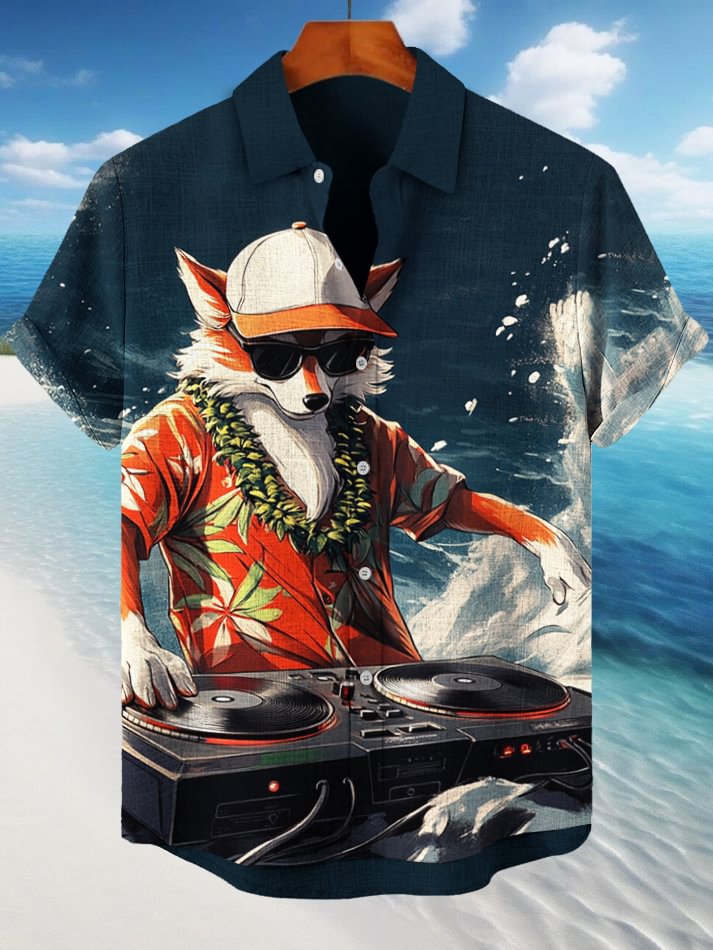 Men's Hawaiian Fun Animal Print Short Sleeve Shirt