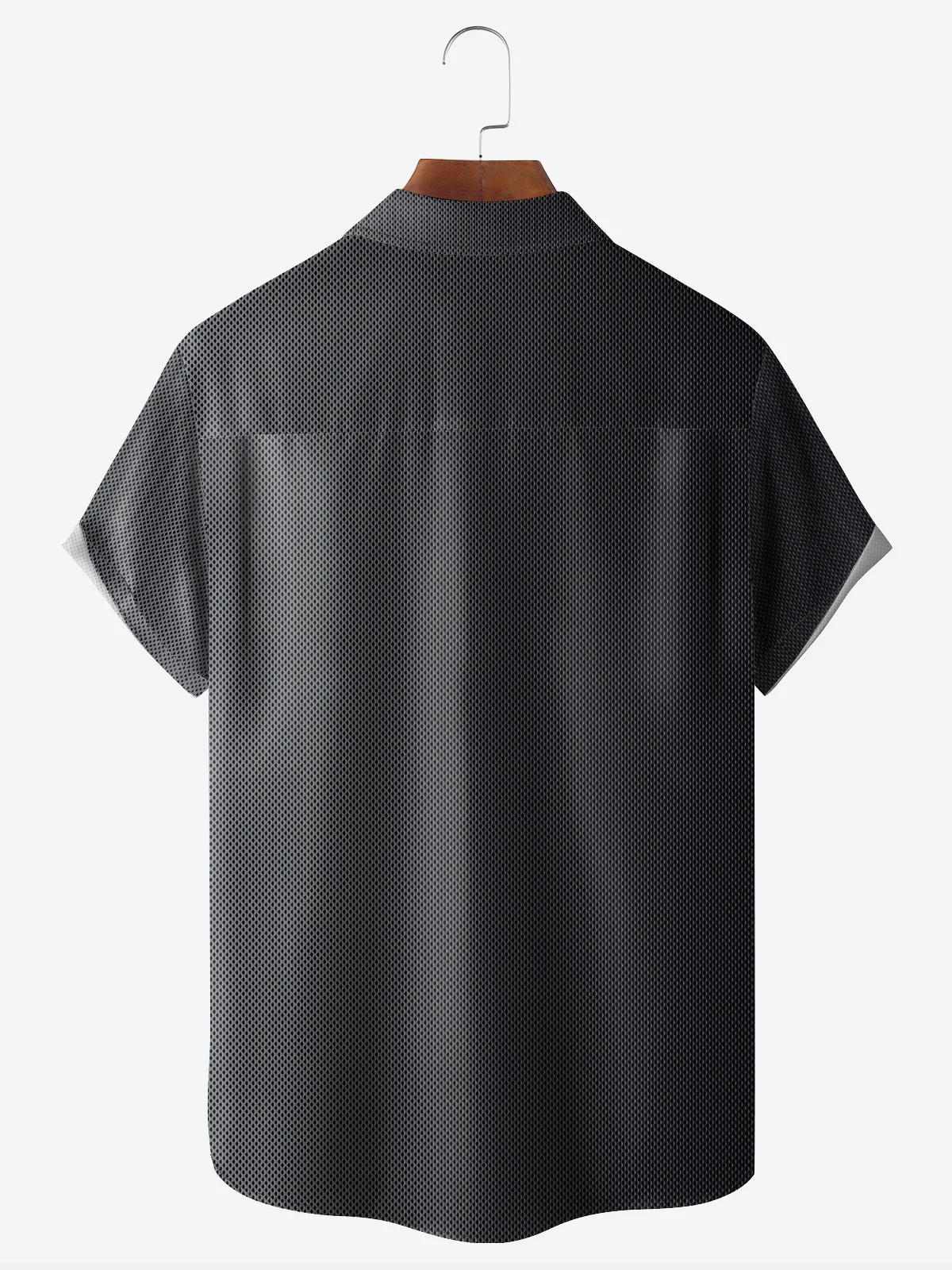 Men's casual geometric texture pocket short sleeved shirt