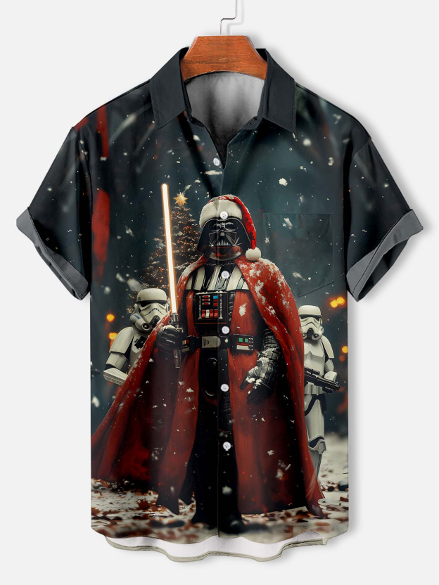 Men's Classic Movie Christmas Graphic Short Sleeve Shirt