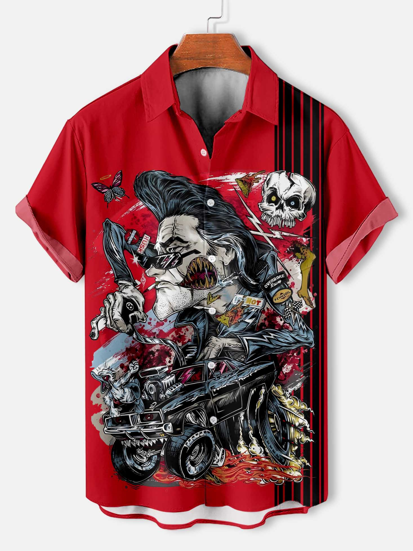 Men's Cartoon Car Graphic Short Sleeve Shirt