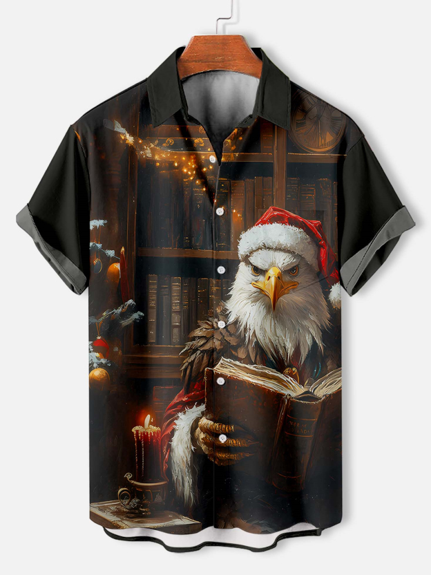 Men's Christmas Animal Graphic Short Sleeve Shirt