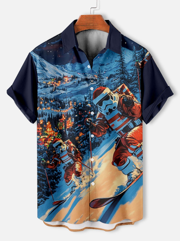 Men's Classic Movie Christmas Graphic Short Sleeve Shirt