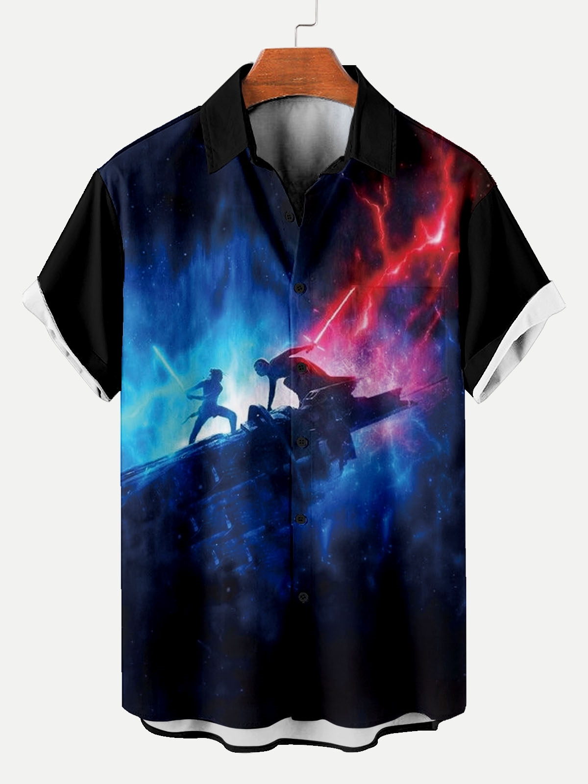 Reggae music skull pattern vacation casual short sleeved shirt