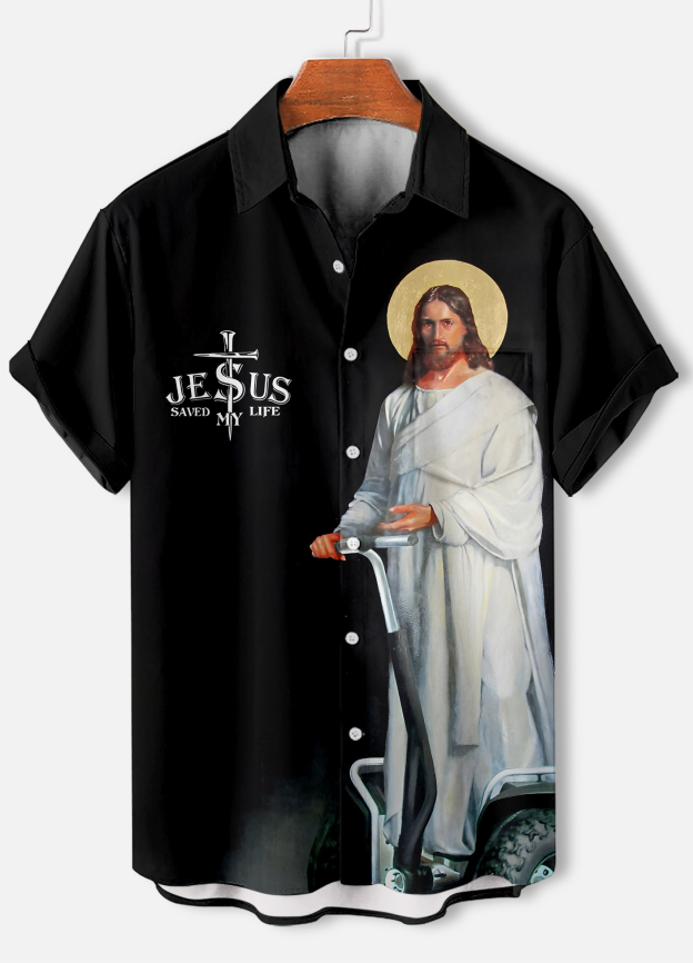Men's Faith Jesus Graphic Illustration Short Sleeve Shirt