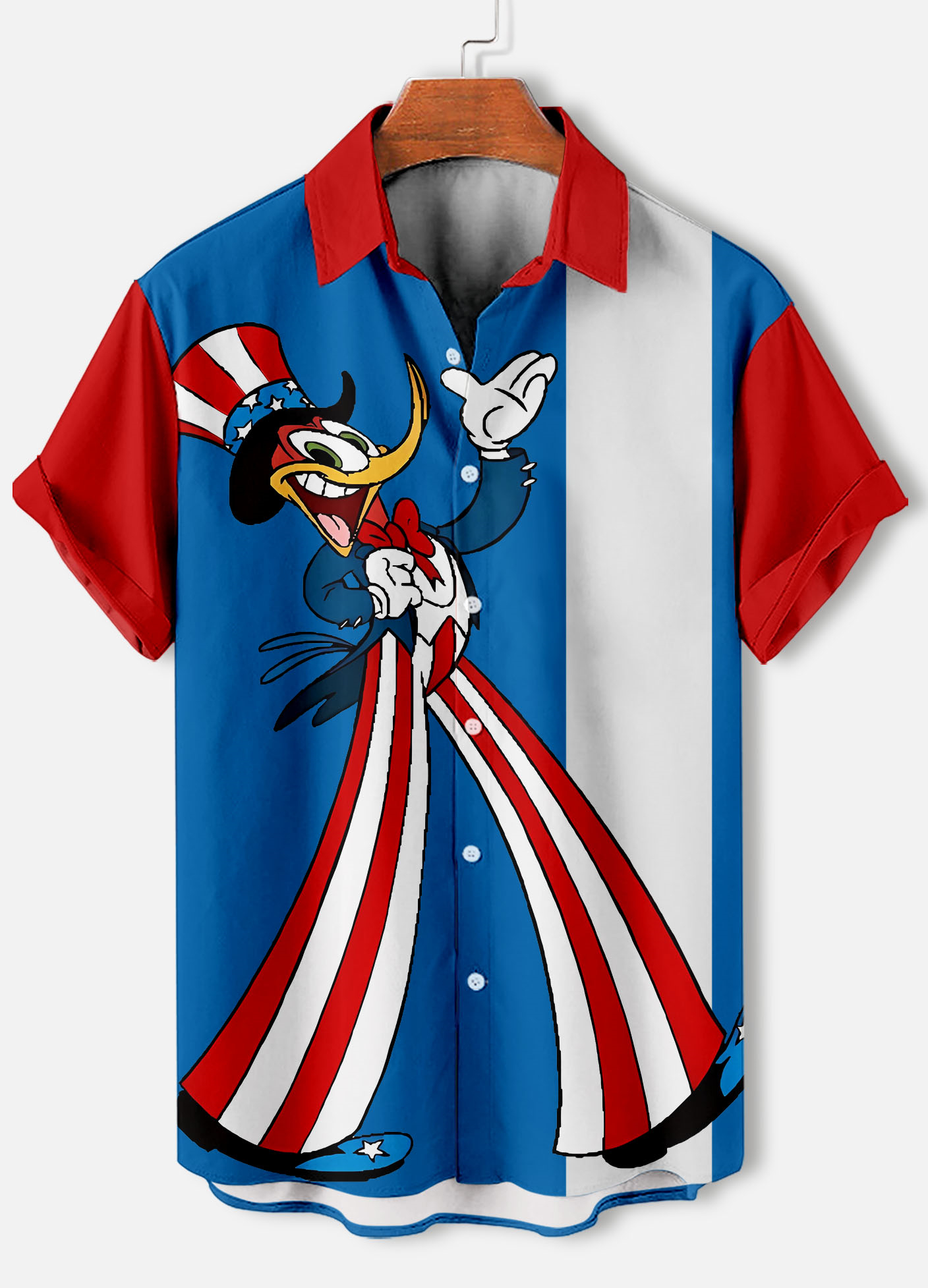 Men's Casual Retro Cartoon Anime Woodpecker Woody Graphic Short Sleeve Shirt