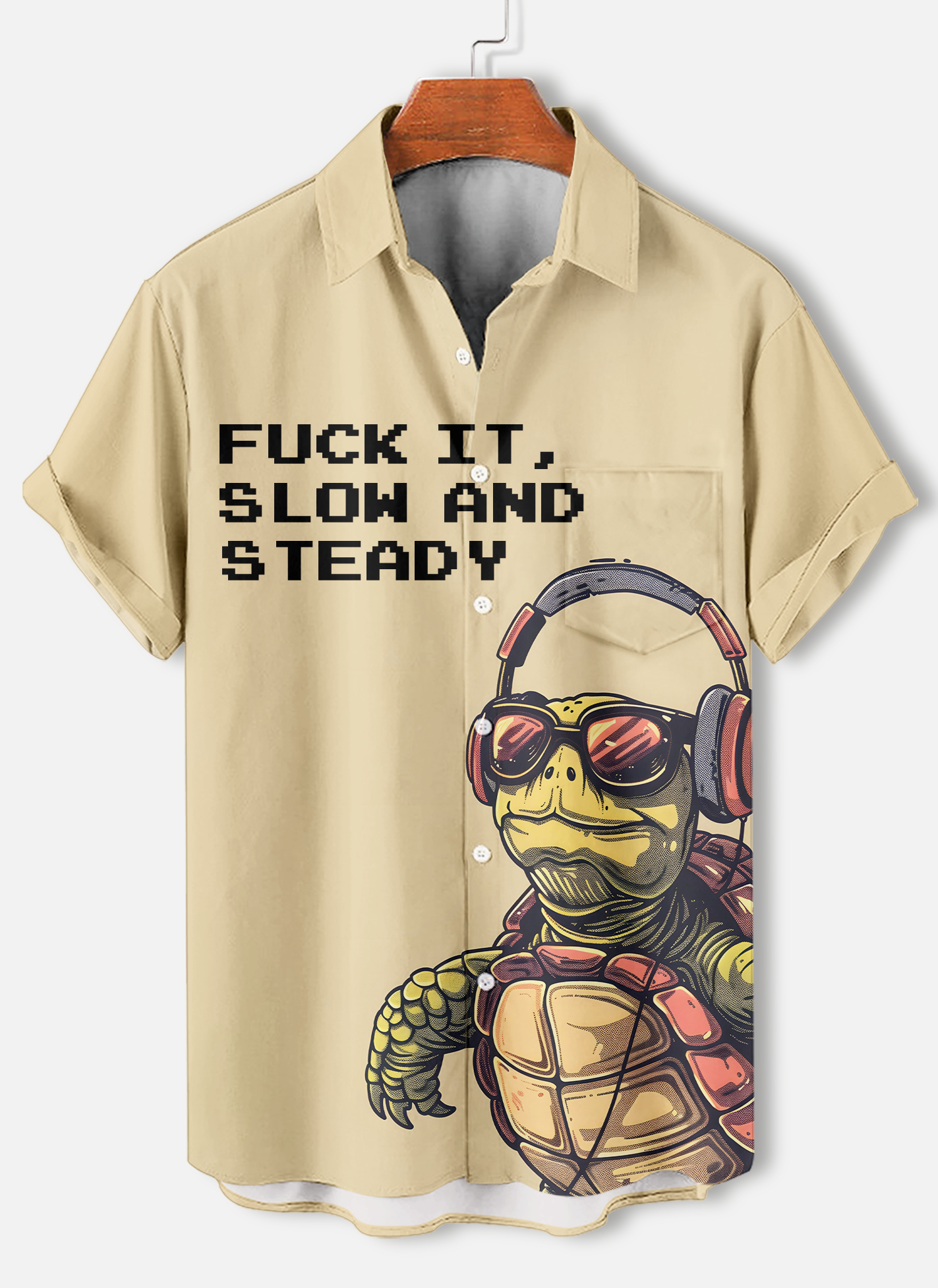 Men's funny cartoon animal slogan graphic short sleeve shirt