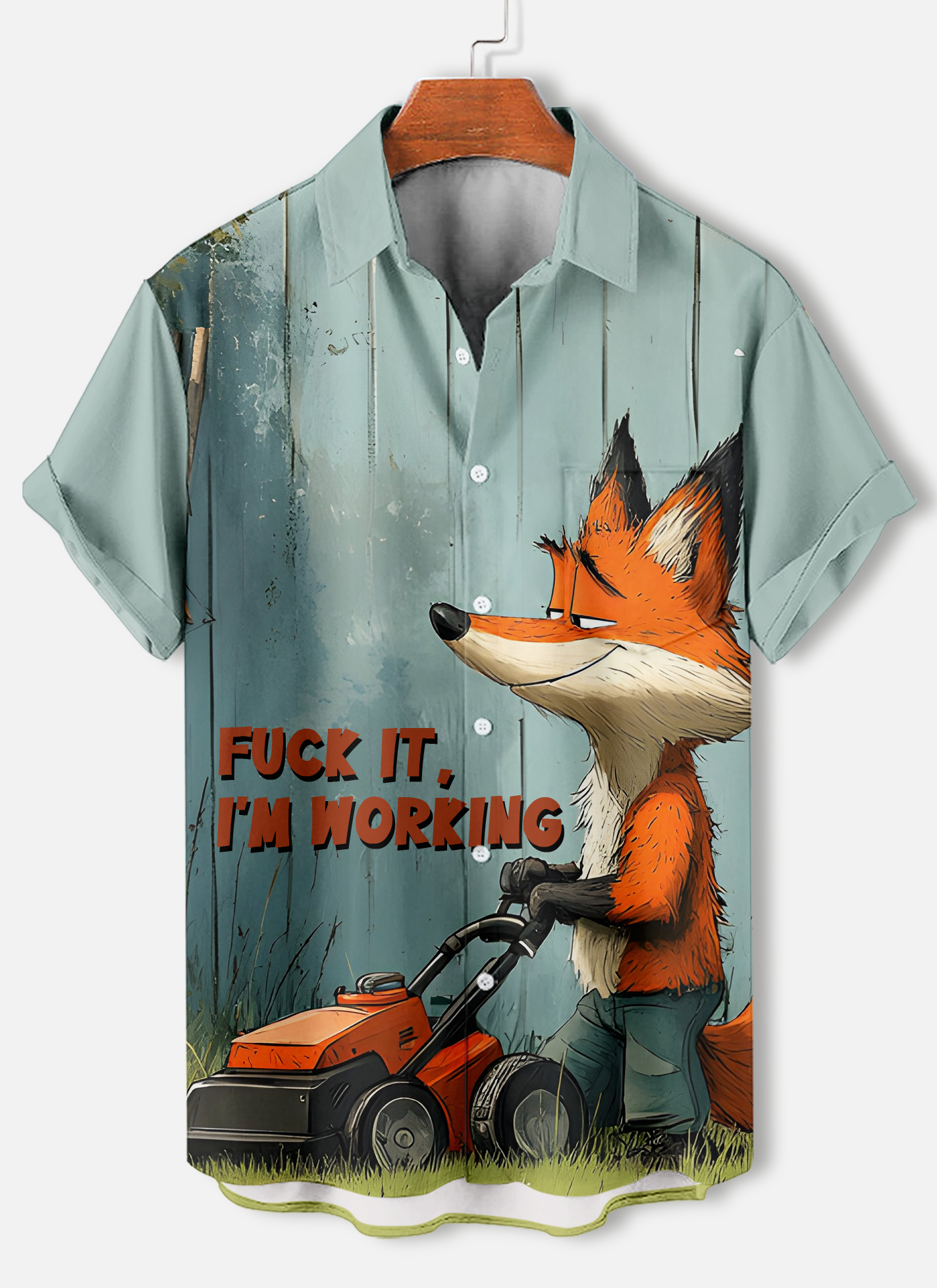Men's funny cartoon animal slogan graphic short sleeve shirt