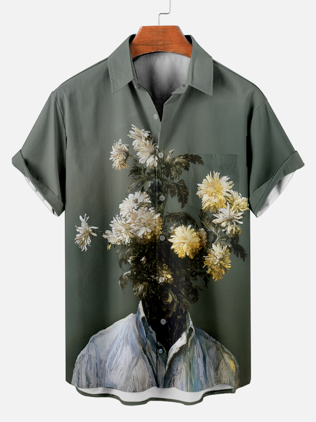 [Copy]Men's Vintage Witch Oil Painting Art Halloween Short Sleeve Shirt