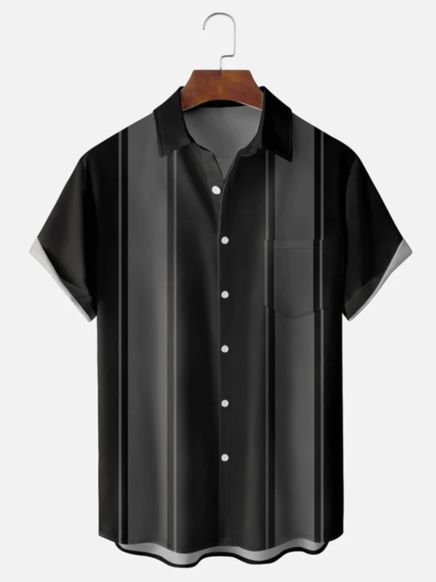 Men's Casual Contrast Lapel Short Sleeve Shirt
