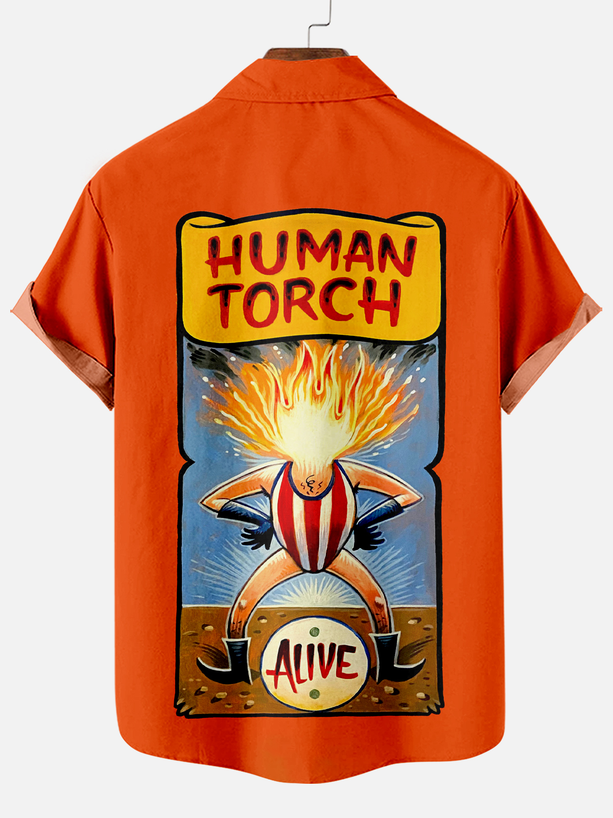 Men's Vintage Circus Pattern Casual Short Sleeve Shirt