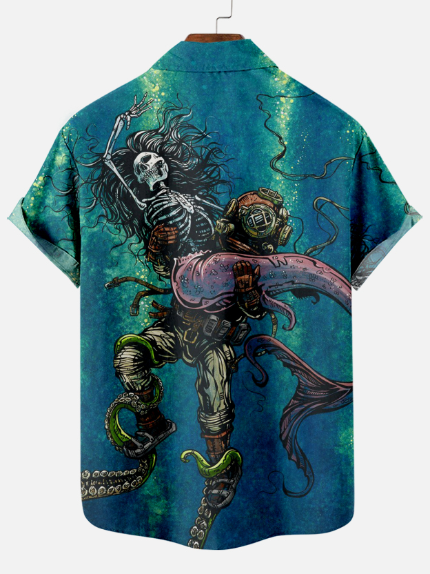 Men's Classic Day of the Dead Skull Graphic Short Sleeve Shirt