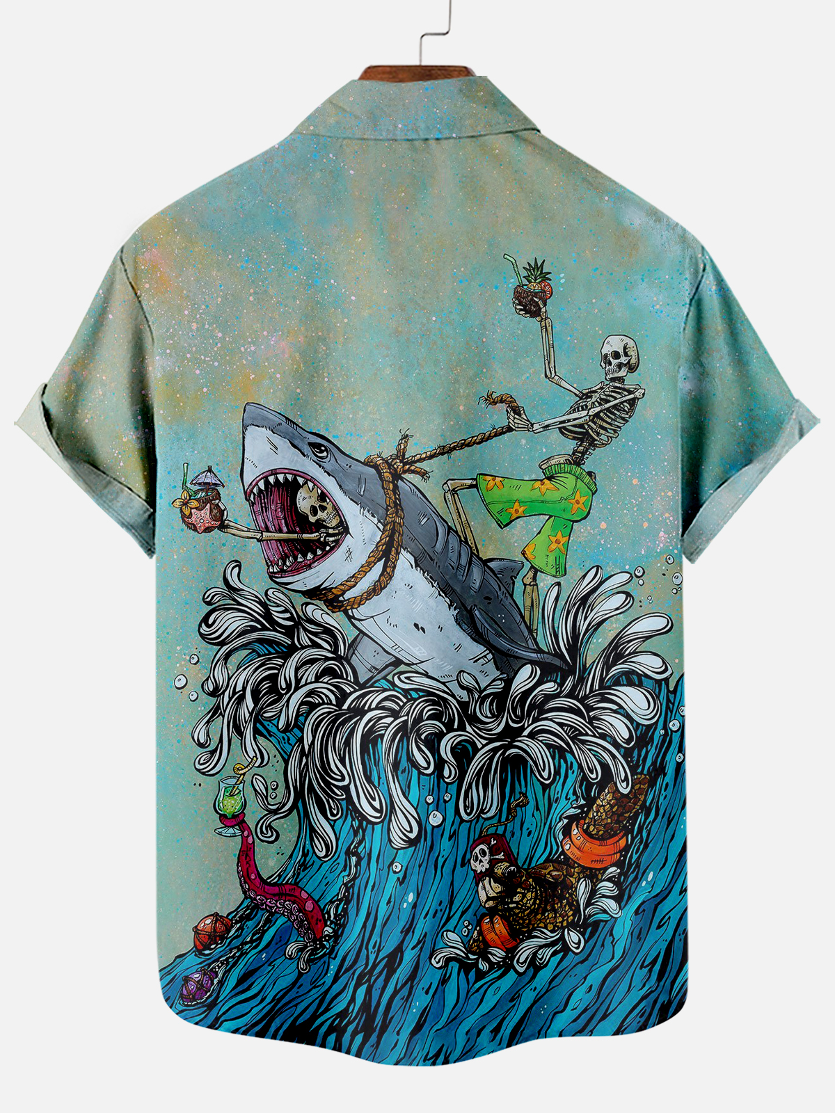 Men's Classic Day of the Dead Skull Graphic Short Sleeve Shirt