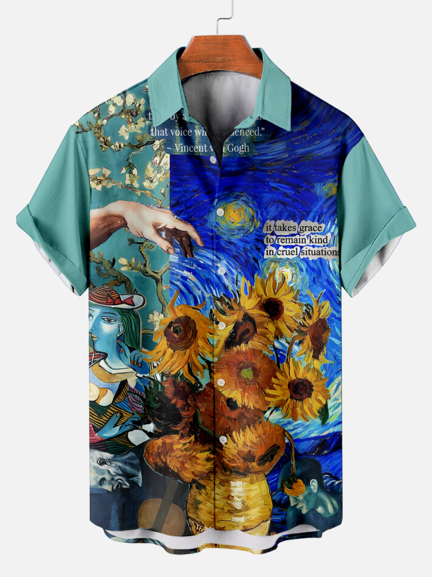 [Copy]Men's Vintage Witch Oil Painting Art Halloween Short Sleeve Shirt