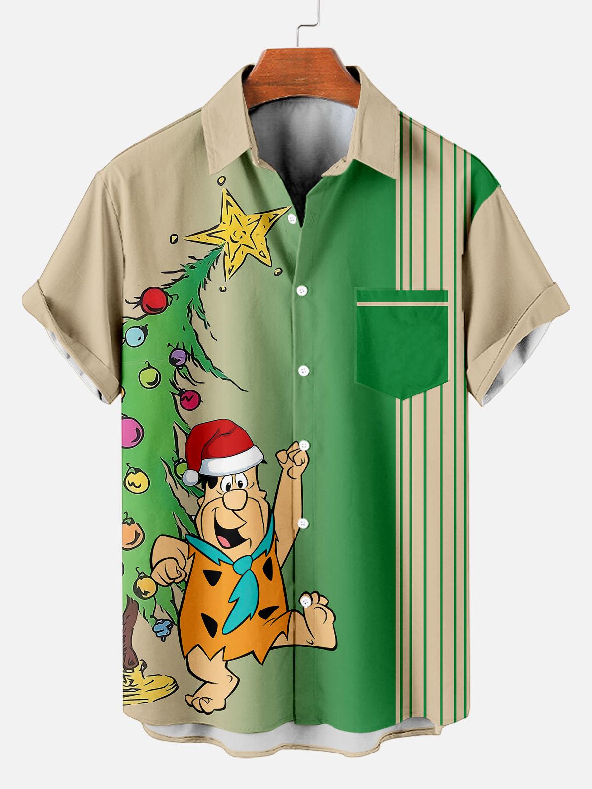 Men's Christmas Cartoon Graphic Short Sleeve Shirt