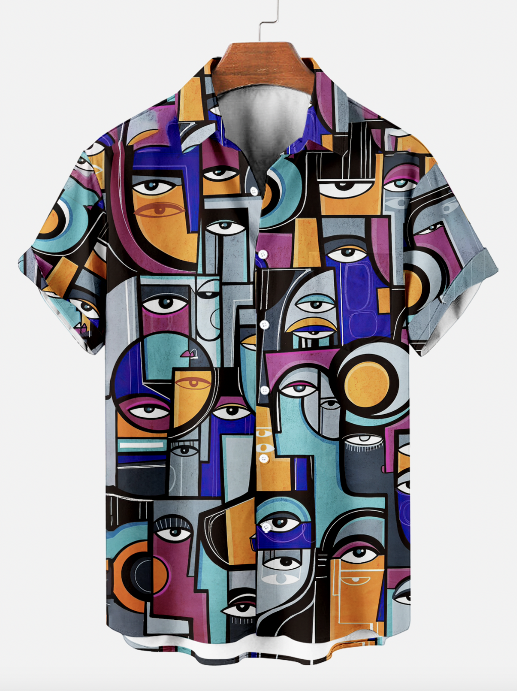 Reggae music skull pattern vacation casual short sleeved shirt