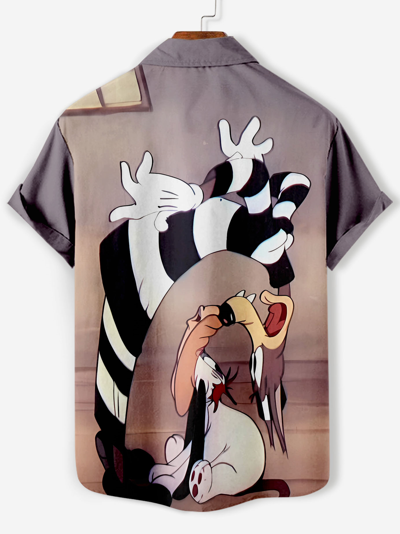 Men's Cartoon Comic Elements Droopy Dog light purple Short Sleeve Shirt