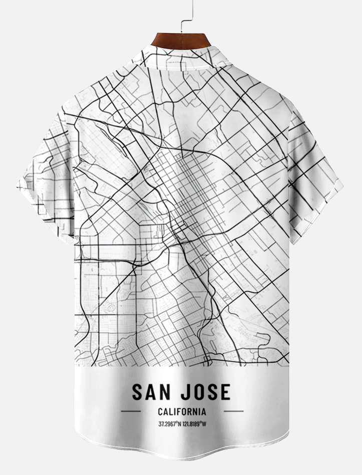 Men's Map Graphic Short Sleeve Shirt