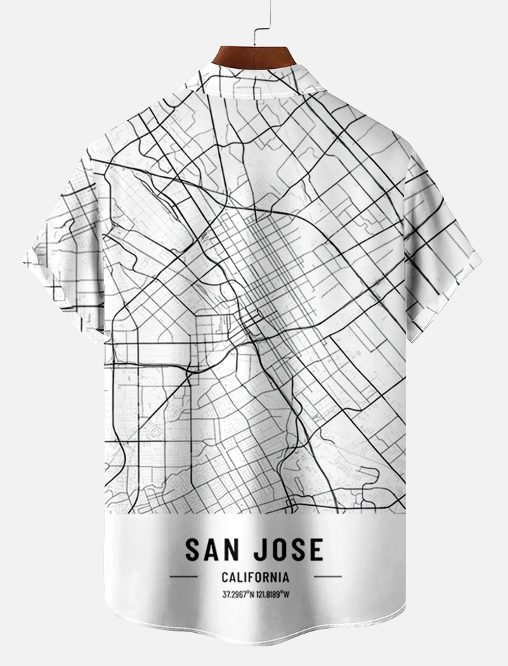 Men's Map Graphic Short Sleeve Shirt