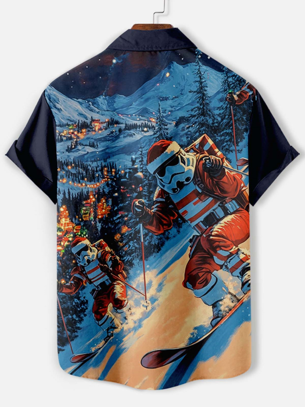 Men's Classic Movie Christmas Graphic Short Sleeve Shirt