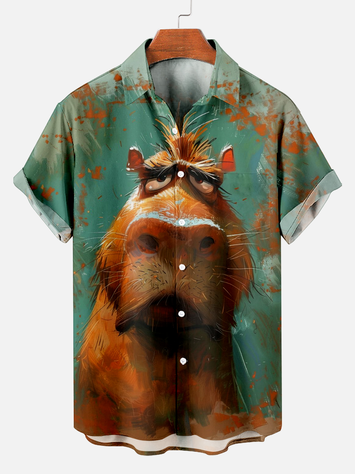 Retro Fun Whimsical Capybara Animal Short Sleeve Shirt