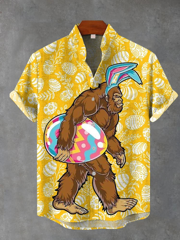 Men's Easter Print Short Sleeve Shirt