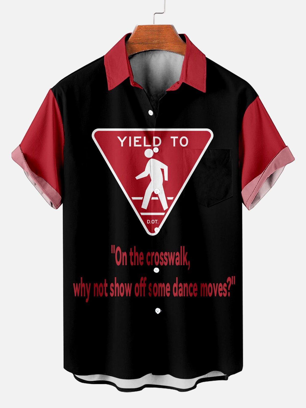 Men's Fun Slogan Graphic Contrast Short Sleeve Shirt
