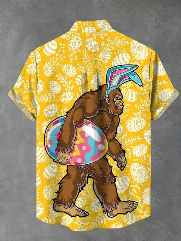 Men's Easter Print Short Sleeve Shirt