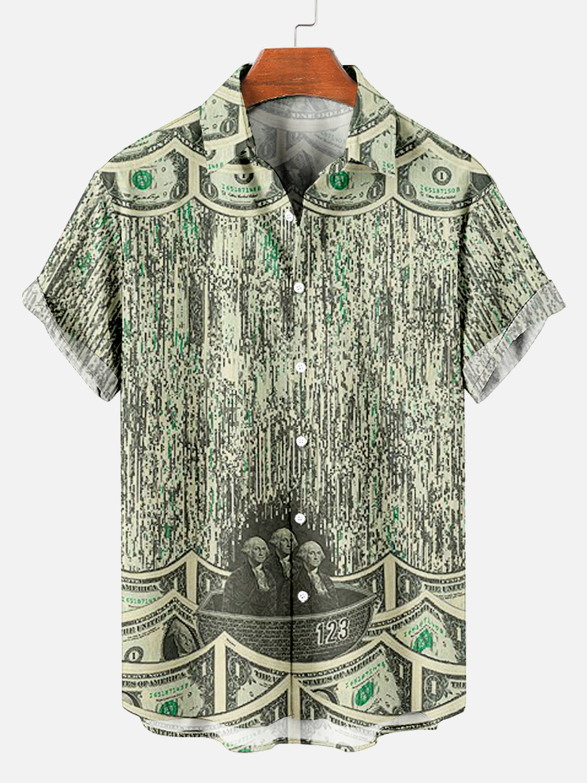 Men's Dollar Pattern Art Short Sleeve Shirt